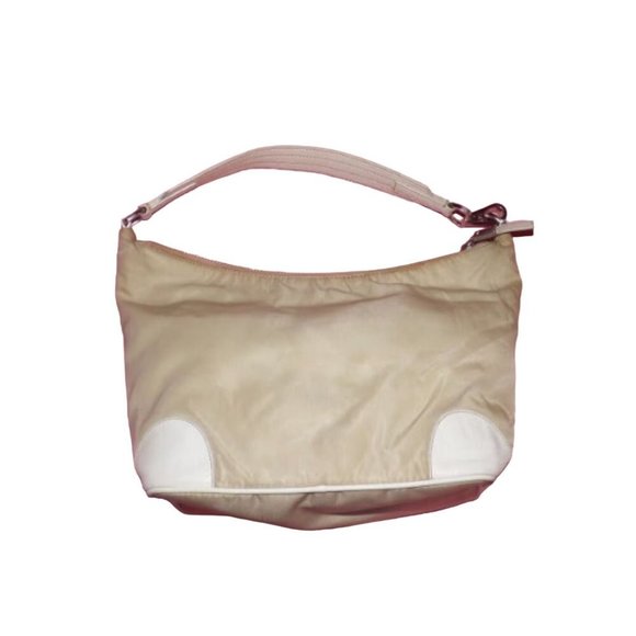 Prada Re-edition 2005 MOD Retro Khaki Nylon & White Leather Bowling Bag - Picture 3 of 5